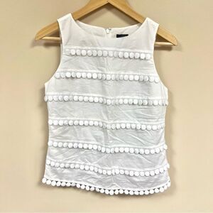 J Crew Sleeveless Top with Pom Pom Details
